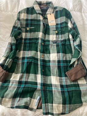 Scotch & Soda Green and White Plaid Button-Down Shirt